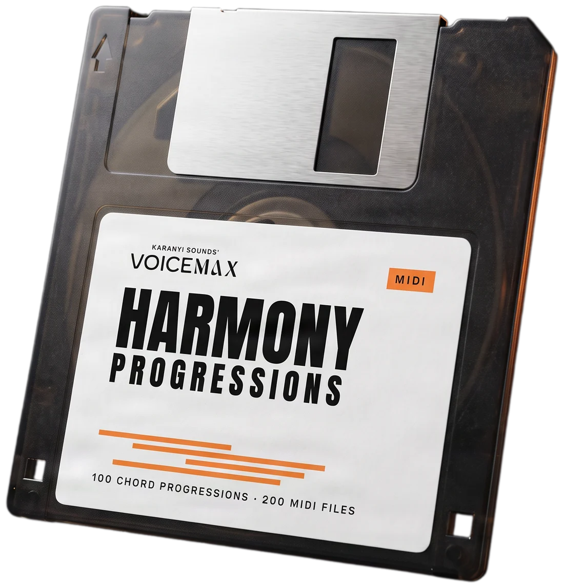 Voicemax Harmony Progressions MIDI pack on a floppy disk